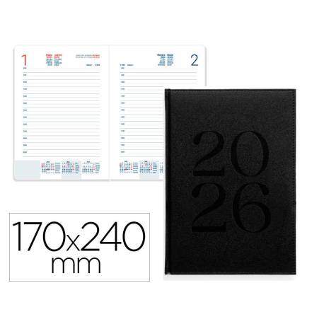 AGENDA ENCUADERNADA LIDERPAPEL CRETA 170X240 MM 2026 DIA PAGINA NEGRO PAPEL 70 GR