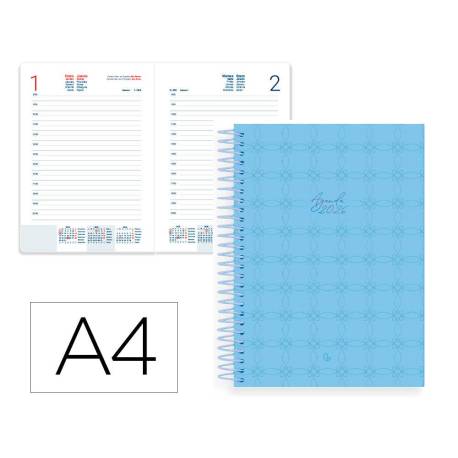 AGENDA ESPIRAL LIDERPAPEL PERISSA A4 2026 DIA PAGINA AZUL PAPEL 80 GR FSC
