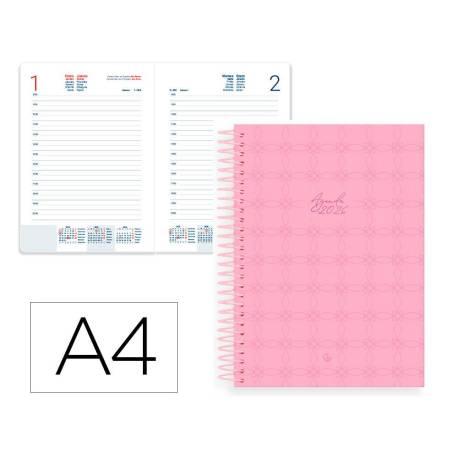 AGENDA ESPIRAL LIDERPAPEL PERISSA A4 2026 DIA PAGINA ROSA PAPEL 80 GR FSC