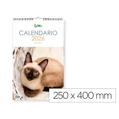 CALENDARIO ESPIRAL PARED LIDERPAPEL IMAGENES GATOS 2026 PARA ESCRIBIR 25X40 CM PAPEL 157 GR