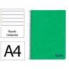CUADERNO ESPIRAL LIDERPAPEL A4 WONDER TAPA PLASTICO 80H 90GR RAYADO HORIZONTAL CON MARGEN COLOR VERDE OSCURO