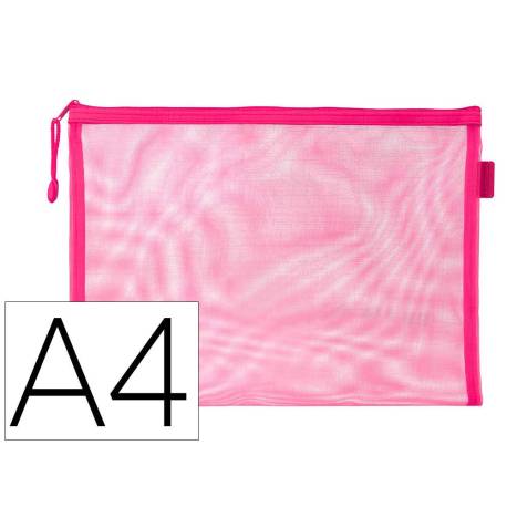 BOLSA ZIPPER BAG LIDERPAPEL POLIESTER TRANSPIRABLE MULTIUSOS DIN A4 ROSA