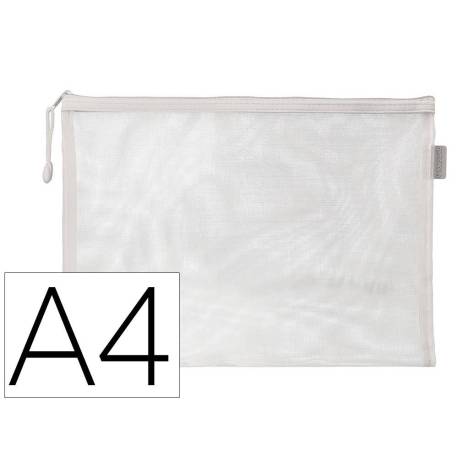 BOLSA ZIPPER BAG LIDERPAPEL POLIESTER TRANSPIRABLE MULTIUSOS DIN A4 BLANCO
