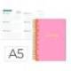 AGENDA ESCOLAR LIDERPAPEL 25-26 ESPIRAL CLASSIC ROSA SEMANA VISTA A5 BILINGÜE PAPEL FSC 70 GR