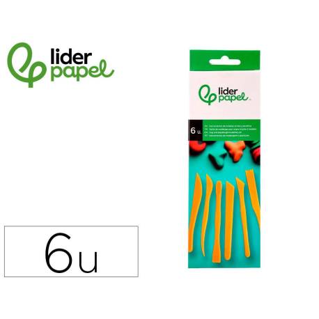 INSTRUMENTOS DE MODELAR LIDERPAPEL PARA ARCILLA Y PLASTILINA CAJA DE 6 PIEZAS