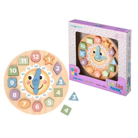 JUEGO INFANTIL IMAGINOVO MADERA RELOJ +3 AÑOS 13 PIEZAS 29X29X3,5CM