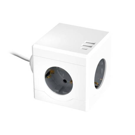REGLETA Q-CONNECT DE CUBO ENCHUFE MULTIPLE POWER CUBE 6 EN 1 CABLE DE 1,4MT 3 TOMAS DE CORRIENTE+2 USB+1 USB C