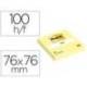 BLOC DE NOTAS ADHESIVAS QUITA Y PON POST-IT 76X76 MM 100 HOJAS AMARILLO CANARIO RETRACTILADO INDIVIDUALMENTE