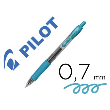 BOLIGRAFO PILOT G-2 AZUL TURQUESA TINTA GEL RETRACTIL SUJECION DE CAUCHO