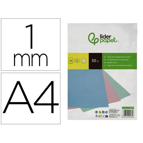 TAPA ENCUADERNACION LIDERPAPEL CARTON DIN A4 1 MM ROSA PAQUETE DE 50 UNIDADES