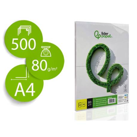 Papel DIN A4 Microperforado Liderpapel 80gr 500 hojas