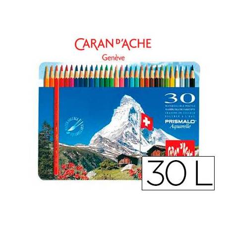 LAPICES DE COLORES CARAN D'ACHE ACUARELABLES CAJA METALICA DE 30 COLORES SURTIDOS