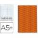 CUADERNO ESPIRAL LIDERPAPEL CUARTO MULTILIDER TAPA FORRADA 80H 80 GR CUADRO 4MM CON MARGEN NARANJA