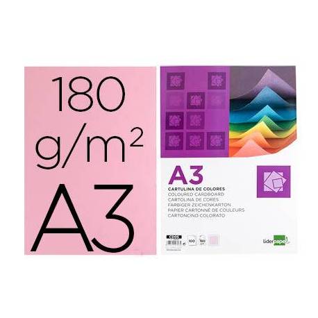 Cartulina Liderpapel color rosa a3 180 g/m2