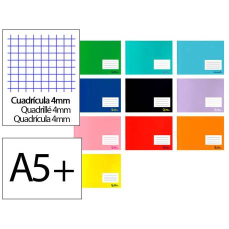 LIBRETA LIDERPAPEL SMART A5 PLUS 32H 75GR APAISADO CUADRO 4 MM CON MARGEN COLORES SURTIDOS