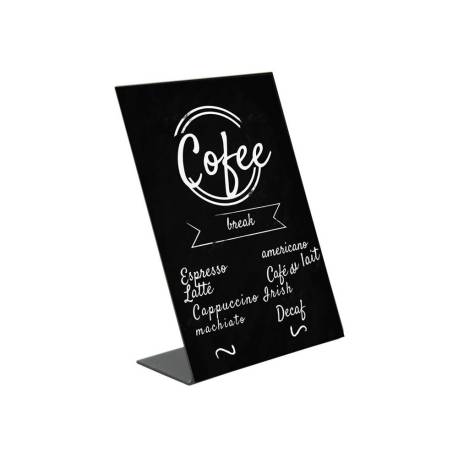 PIZARRA DE SOBREMESA ARCHIVO 2000 EN FORMA DE L A4 VERTICAL METACRILATO NEGRO 100% RECICLABLE 85X210X290 MM