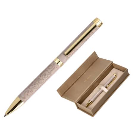 BOLIGRAFO BELIUS WILD WEST ALUMINIO COLOR BEIGE DORADO TINTA COLOR AZUL CAJA DE DISEÑO