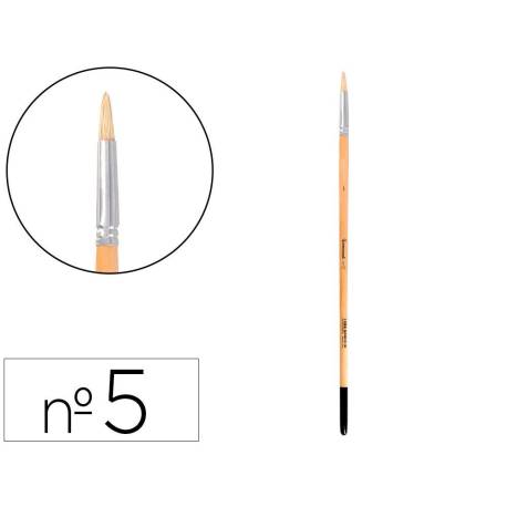 PINCEL PARA PINTURA AL OLEO Y ACRILICA LIDERPAPEL N 5 PUNTA REDONDA DE PELO DE CERDA CERTIFICADO FSC