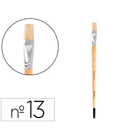 PINCEL PARA PINTURA AL OLEO Y ACRILICA LIDERPAPEL N 13 PUNTA PLANA DE PELO DE CERDA CERTIFICADO FSC