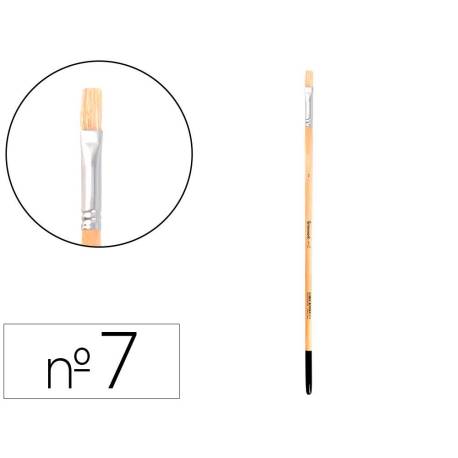 PINCEL PARA PINTURA AL OLEO Y ACRILICA LIDERPAPEL N 7 PUNTA PLANA DE PELO DE CERDA CERTIFICADO FSC