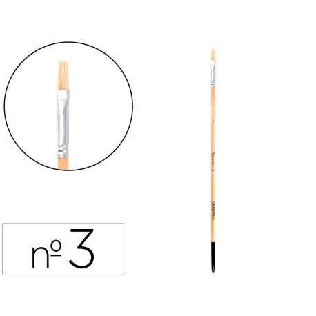 PINCEL PARA PINTURA AL OLEO Y ACRILICA LIDERPAPEL N 3 PUNTA PLANA DE PELO DE CERDA CERTIFICADO FSC