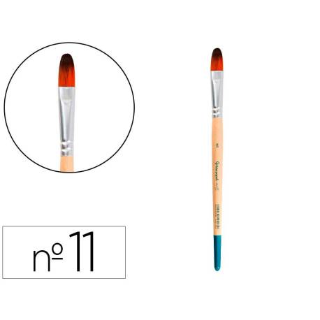 PINCEL PARA PINTURA ACRILICA Y ACUARELA LIDERPAPEL N 11 PUNTA FILBERT / LENGUA GATO DE PELO SINTETICO CERTIFICADO