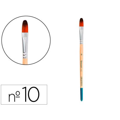PINCEL PARA PINTURA ACRILICA Y ACUARELA LIDERPAPEL N 10 PUNTA FILBERT / LENGUA GATO DE PELO SINTETICO CERTIFICADO