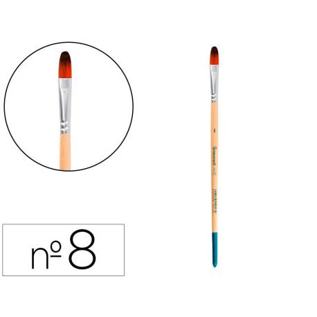 PINCEL PARA PINTURA ACRILICA Y ACUARELA LIDERPAPEL N 8 PUNTA FILBERT / LENGUA GATO DE PELO SINTETICO CERTIFICADO