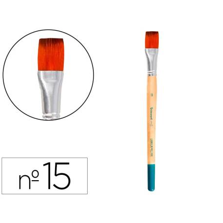 PINCEL PARA PINTURA ACRILICA Y ACUARELA LIDERPAPEL N 15 PUNTA PLANA DE PELO SINTETICO CERTIFICADO FSC