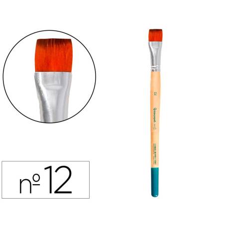 PINCEL PARA PINTURA ACRILICA Y ACUARELA LIDERPAPEL N 12 PUNTA PLANA DE PELO SINTETICO CERTIFICADO FSC