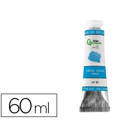 PINTURA GOUACHE/TEMPERA LIDERPAPEL TUBO DE ALUMINIO DE 60 ML COLOR AZUL CIAN