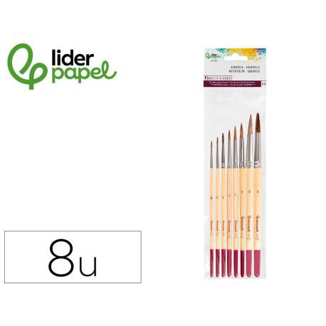 PINCELES DE PELO DE PONY LIDER PAPEL VIROLA CROMADA BLISTER DE 8 UNIDADES SURTIDAS CERTIFICADO FSC