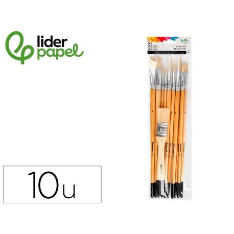 PINCELES DE PELO DE CERDA LIDERPAPEL PUNTAS SURTIDAS BOLSA DE 11 UNIDADES CERTIFICADO FSC