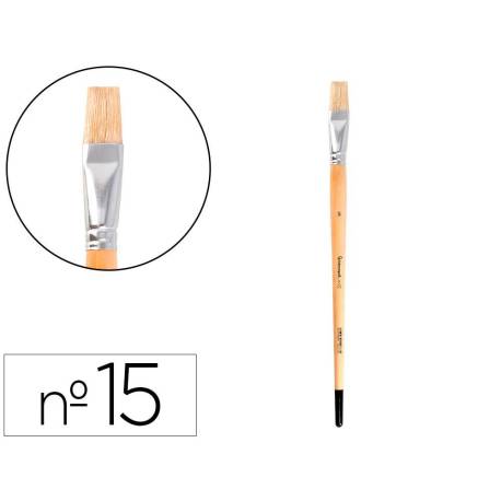 PINCEL PARA PINTURA AL OLEO Y ACRILICA LIDERPAPEL N 15 PUNTA PLANA DE PELO DE CERDA CERTIFICADO FSC