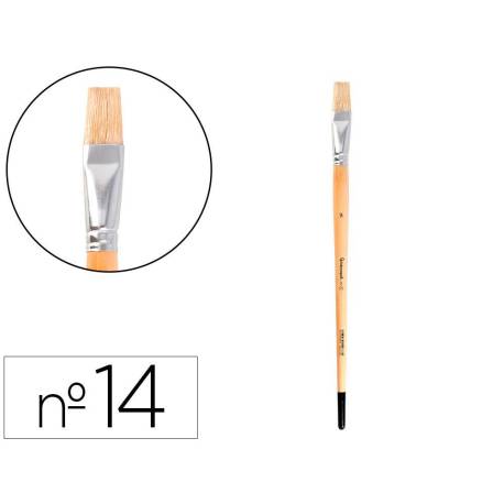 PINCEL PARA PINTURA AL OLEO Y ACRILICA LIDERPAPEL N 14 PUNTA PLANA DE PELO DE CERDA CERTIFICADO FSC