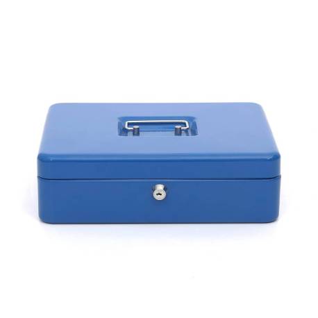 Caja caudales Q-Connect 12" 300x240x90 mm azul con bandeja portamonedas