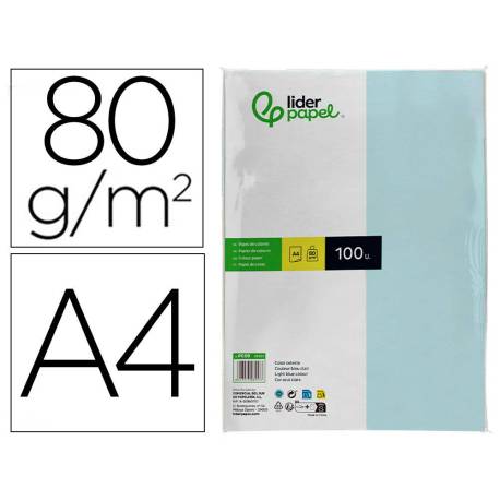 Papel color Liderpapel Color celeste A4 80 g/m2 100 hojas