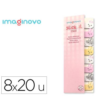 BLOC NOTAS ADHESIVAS IMAGINOVO MARCAPAGINAS CONEJO 120 HOJAS 8X15X48 MM