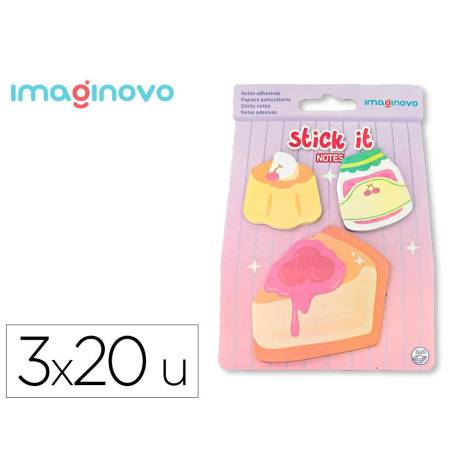 BLOC NOTAS ADHESIVAS IMAGINOVO FOODIES TARTA 20 HOJAS TAMAÑOS SURTIDOS