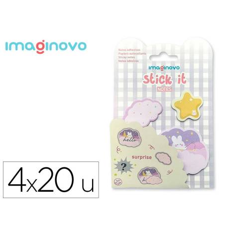 BLOC NOTAS ADHESIVAS IMAGINOVO SURPRISE PEGATINA SORPRESA 20 HOJAS TAMAÑOS SURTIDOS MORADO