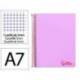 CUADERNO ESPIRAL LIDERPAPEL A7 MICRO WONDER TAPA PLASTICO 100H 90 GR CUADRO 5MM 4 BANDAS COLOR VIOLETA