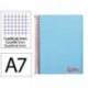 CUADERNO ESPIRAL LIDERPAPEL A7 MICRO WONDER TAPA PLASTICO 100H 90 GR CUADRO 5MM 4 BANDAS COLOR CELESTE