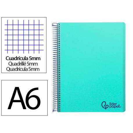 Bloc Liderpapel DIN A6 micro wonder 120 hojas cuadro 5mm 4 bandas tapa plástio 90 gr color verde