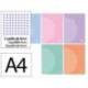 LIBRETA LIDERPAPEL 360 TAPA DE PLASTICO A4 48 HOJAS 90G/M2 CUADRO 4 MM CON MARGEN COLORES PASTEL SURTIDOS