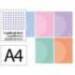 LIBRETA LIDERPAPEL 360 TAPA DE PLASTICO A4 48 HOJAS 90G/M2 CUADRO 4 MM CON MARGEN COLORES PASTEL SURTIDOS