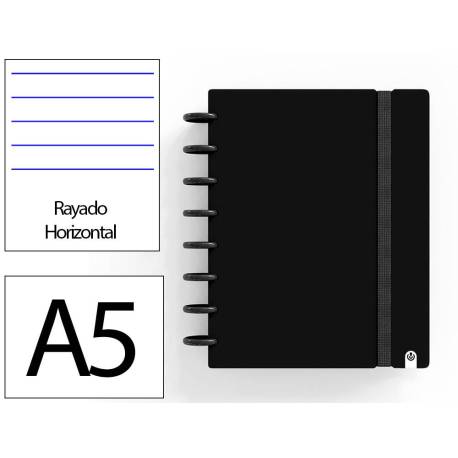 CUADERNO INGENIOX FOAM A5 80H RAYADO HORIZONTAL NEGRO