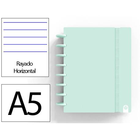 CUADERNO INGENIOX FOAM A5 80H RAYADO HORIZONTAL MENTA PASTEL