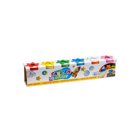 PASTA PARA MODELAR CARIOCA DOUGHY 120 GR CAJA DE 6 UNIDADES COLORES SURTIDOS
