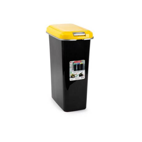 CONTENEDOR PARA RECICLAJE PLASTICFORTE 25 L CON TAPA COLOR AMARILLO PARCHIS