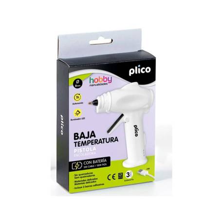 PISTOLA DE SILICONA MINI PLICO BAJA TEMPERATURA CON BATERIA Y LED 25W